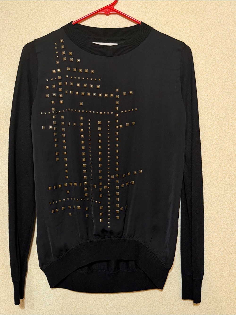 Zara Black Sweatshirt with Gold Square Studs